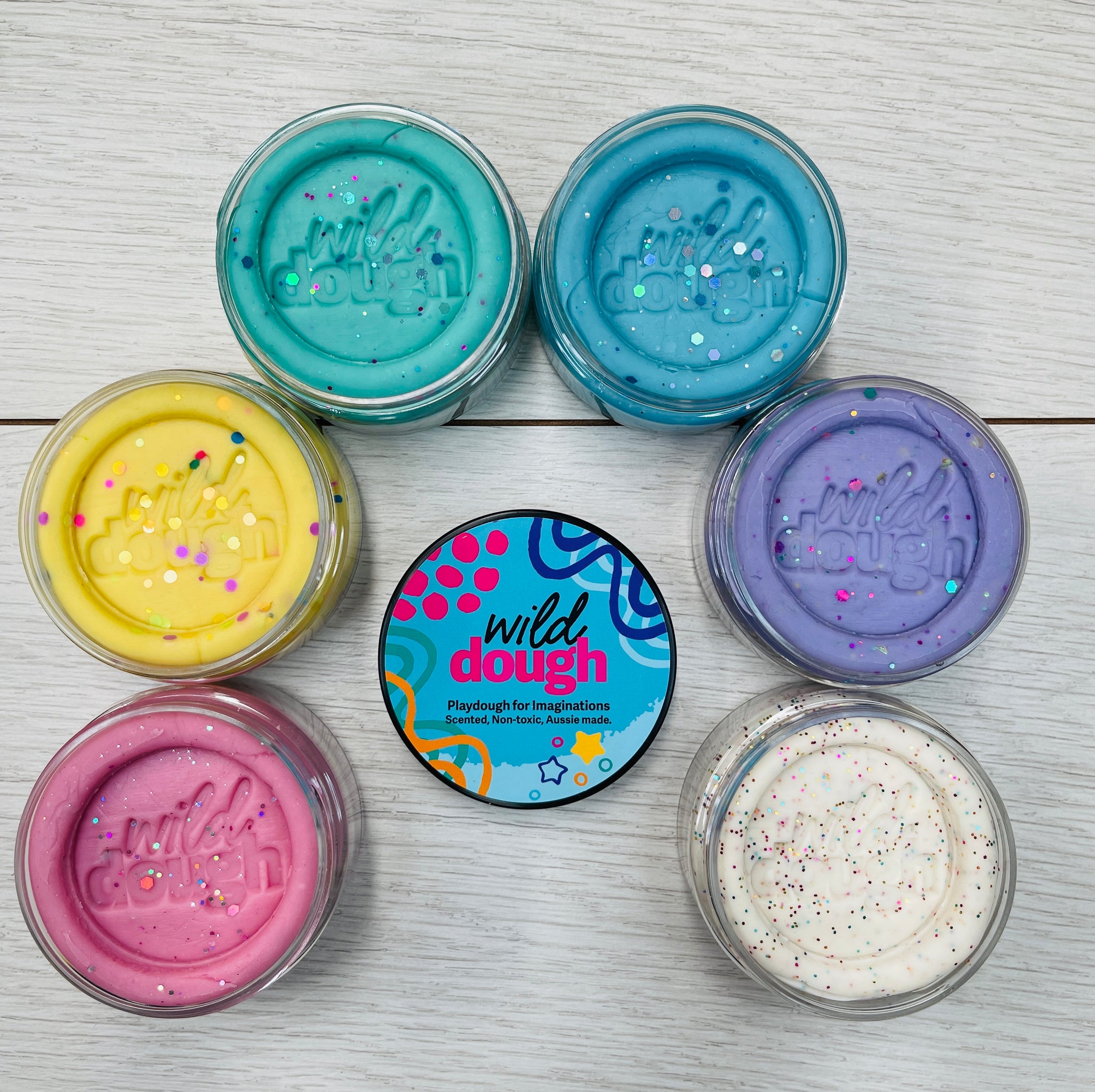 Neon Yellow playdough is scented with passionfruit.